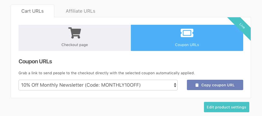 Automatically applying a coupon to a checkout – ThriveCart Helpdesk