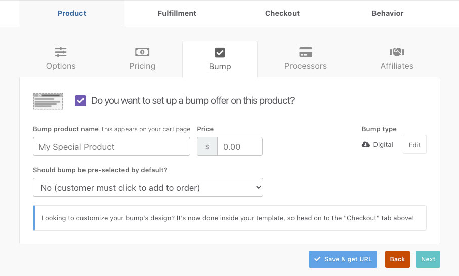 Creating your 'bump' products – ThriveCart Helpdesk